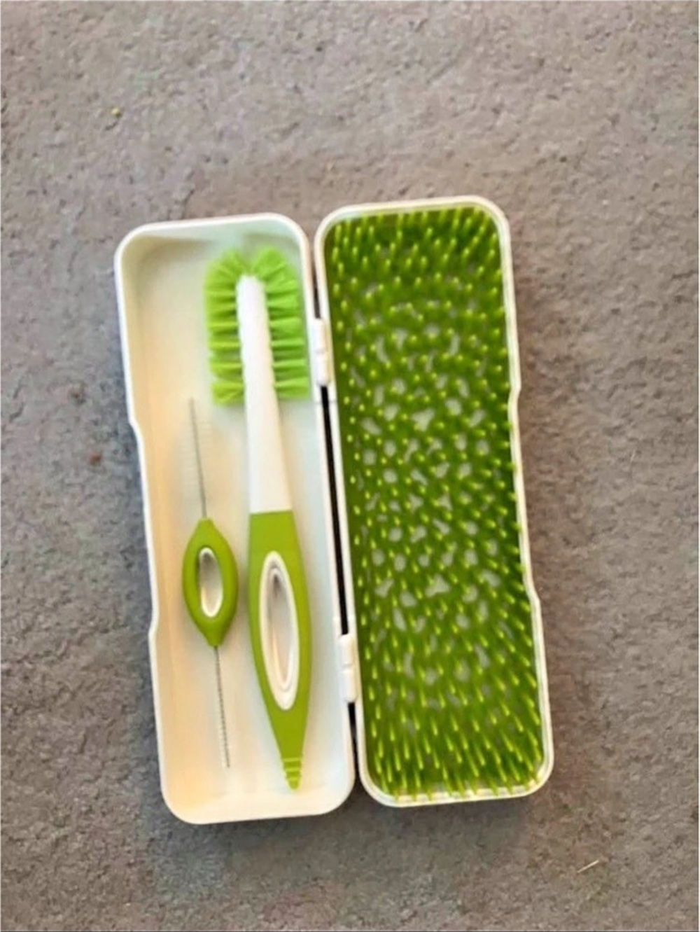 OXO Tot On-The-Go Drying Rack with Bottle Brush Green & White